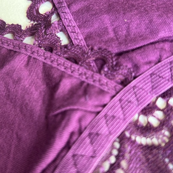 PLUS DK PLUM LACE HALTER STRETCH BRALETTE 1X 2X 3X purple new lightweight - Picture 4 of 12
